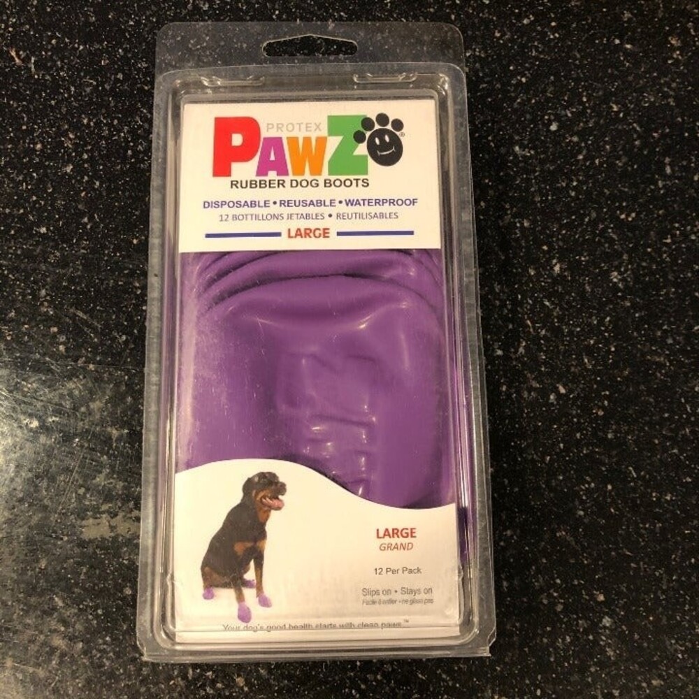 Protex Pawz Large Purple Rubber Dog Boots 12 Pack Reusable Waterproof